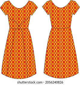 Dress patterns for plain template vector model.