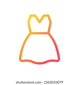 Icono de ui lineal de gradiente de píxel perfecto de dibujo. Tienda de ropa para mujeres. Vestimenta elegante. Ropa con marca. Símbolo de interfaz de usuario de color de línea. Pictograma de estilo moderno. Ilustración de contorno aislado del vector