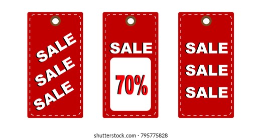 Dress Sale sign with text Vector label for designer labels and leaflets. Isolated on a red background