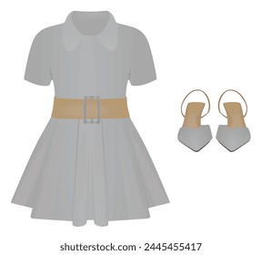 Dress and sandals. vector illustration