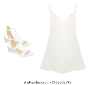 Dress and sandals. vector illustration