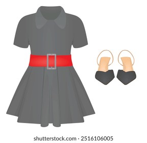 Dress and sandals. vector illustration