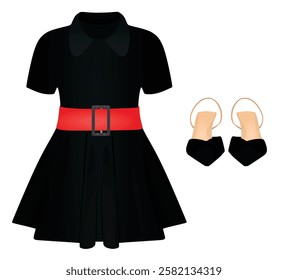 Dress and sandals. vector illustration