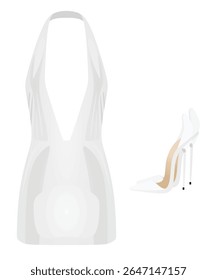Dress and sandals. vector illustration
