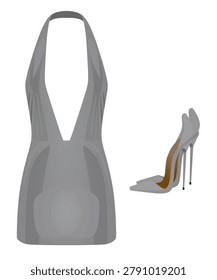 Dress and sandals. vector illustration