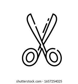Dress scissors line icon, concept sign, outline vector illustration, linear symbol.