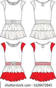 dress set all for girl sleeve less vector pattern template