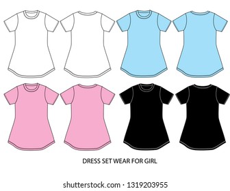 Dress Set Vector Girl Template Stock Vector (Royalty Free) 1319203955 ...