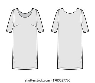 Dress Shift Chemise Technical Fashion Illustration Stock Vector ...