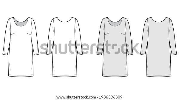 Dress Shift Chemise Technical Fashion Illustration Stock Vector ...