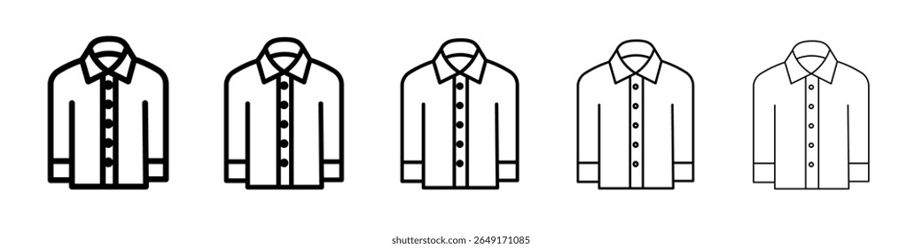 dress shirt icon thin outline logo mark set