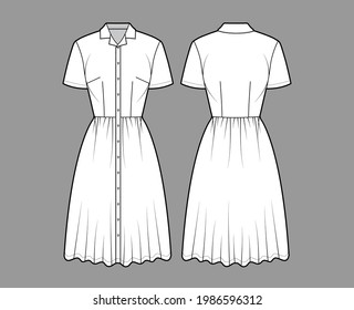 Dress Shirt Technical Fashion Illustration Short Stock Vector (Royalty ...