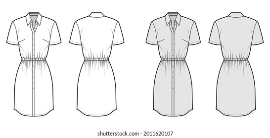 Dress Shirt Technical Fashion Illustration Gathered Stock Vector ...