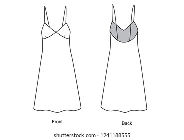 Dress with shoulder straps, vector.