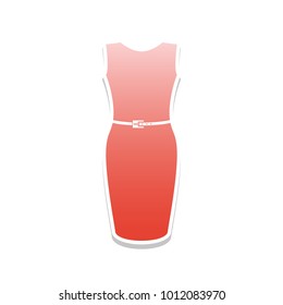 Dress sign illustration. Vector. Reddish icon with white and gray shadow on white background. Isolated.