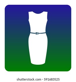 Dress sign illustration. Vector. White icon at green-blue gradient square with rounded corners on white background. Isolated.