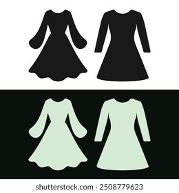 Dress silhouette icon vector set. frock illustration sign collection. Fashion symbol or logo. black silhouette dress set isolated on flat background.