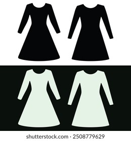 Dress silhouette icon vector set. frock illustration sign collection. Fashion symbol or logo. black silhouette dress set isolated on flat background.