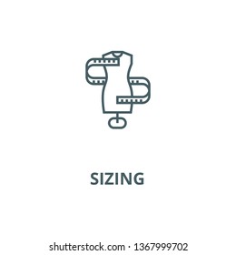 Dress Size,sizing Line Icon, Vector. Dress Size,sizing Outline Sign, Concept Symbol, Flat Illustration