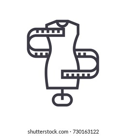 dress size,sizing vector line icon, sign, illustration on white background, editable strokes