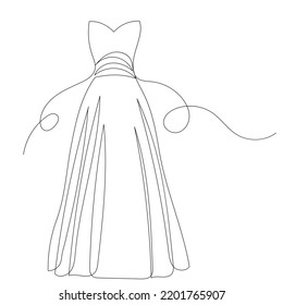 dress sketch, one continuous line drawing, vector