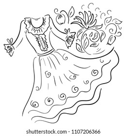 Dress. Sketch. Vector illustration