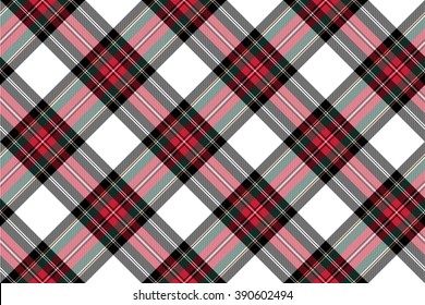 dress stewart tartan fabric texture seamless pattern diagonal .Vector illustration. EPS 10. No transparency. No gradients.