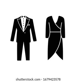 Dress and suit icons isolated