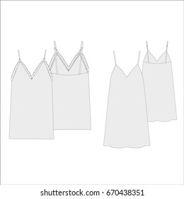 dress technical drawing set vector illustration