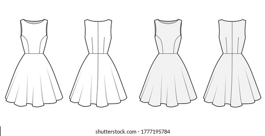 Dress Technical Fashion Illustration Fitted Body Stock Vector Royalty