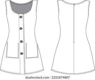 Dress Template Flat Sketches, Fashion Technical Drawings, Dress Technical Drawing,Fashion Templates, Dress Pattern, Fashion Cad Drawing, Textile Flat Sketch, Fashion Templates, Jeans Dress Vector, Fas