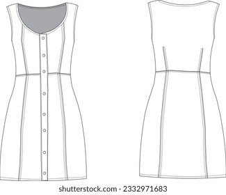 Dress Template Flat Sketches, Fashion Technical Drawings, Dress Technical Drawing,Fashion Templates, Dress Pattern, Fashion Cad Drawing, Textile Flat Sketch, Fashion Templates, Jeans Dress Vector, Fas