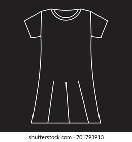 Dress in thin line style icon vector illustration for design and web isolated on black background. Dress vector object for label and logo