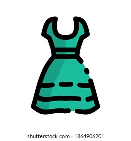 dress thin line vector icon in flat design, illustration isolated vector sign symbol