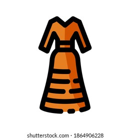 dress thin line vector icon in flat design, illustration isolated vector sign symbol