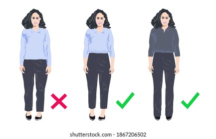  dress tips make you look slimmer and taller for girl, people portrait vector 