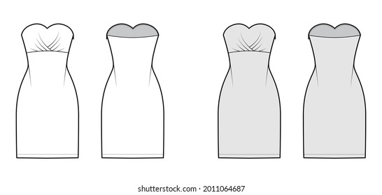 Dress Tube Technical Fashion Illustration Strapless Stock Vector ...