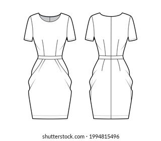 Dress Tulip Technical Fashion Illustration Short Stock Vector (Royalty ...