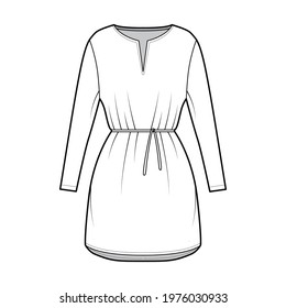 Dress Tunic Technical Fashion Illustration Tie Stock Vector (Royalty ...