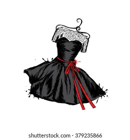 Dress in the vector. Hand drawing clothes . Vintage . Fashion.

