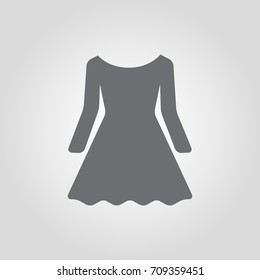 Dress vector icon. Flare dress with long sleeves icon.Women clothes icon. Woman dress icon.