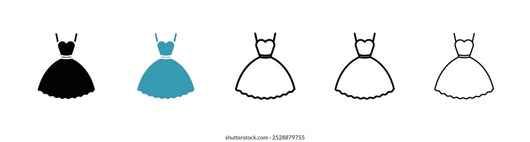 Conjunto de iconos de Vector de vestir en colores negro y azul.