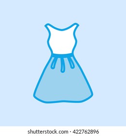 Dress Vector Icon Simple Blue