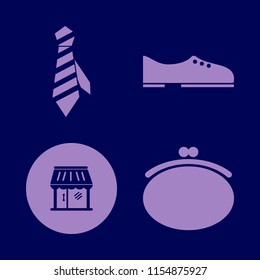 dress vector icons set. with men shoes, shop, tie and purse in set