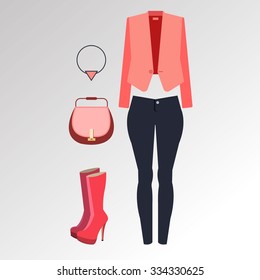dress vector sunglasses fashion jacket shirt shoes clothing set collection shoes boots