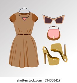 dress vector sunglasses fashion jacket shirt shoes clothing set collection shoes boots