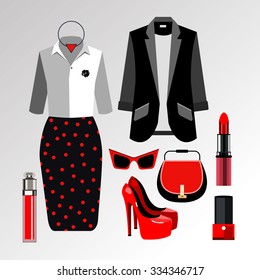 dress vector sunglasses fashion jacket shirt shoes clothing set collection shoes boots
