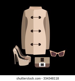 dress vector sunglasses fashion jacket shirt shoes clothing set collection shoes boots