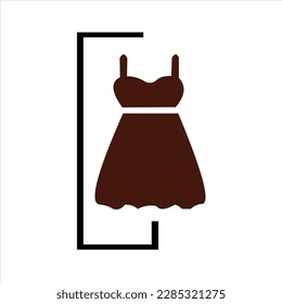 DRESS WOMAN VECTOR LOGO DESIGN ICON FASHION