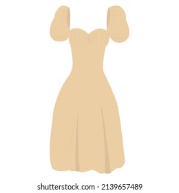 dress for women and girls, summer, beige, isolated on a white background.